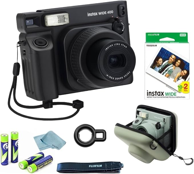 FujiFilm Instax Wide 400 Black Instant Camera Bundle by FUJIFILM