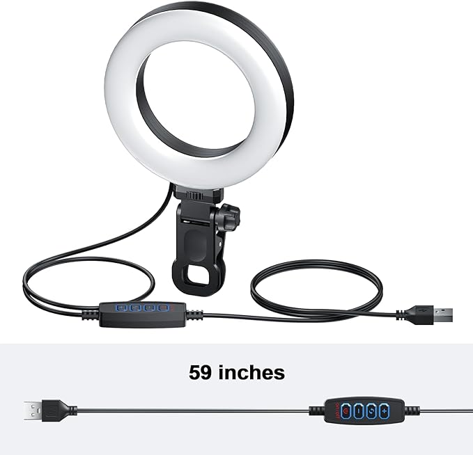 Ring Light Clip on Laptop Monitor, Webcam Light 10 Brightness Level Video - Image 7