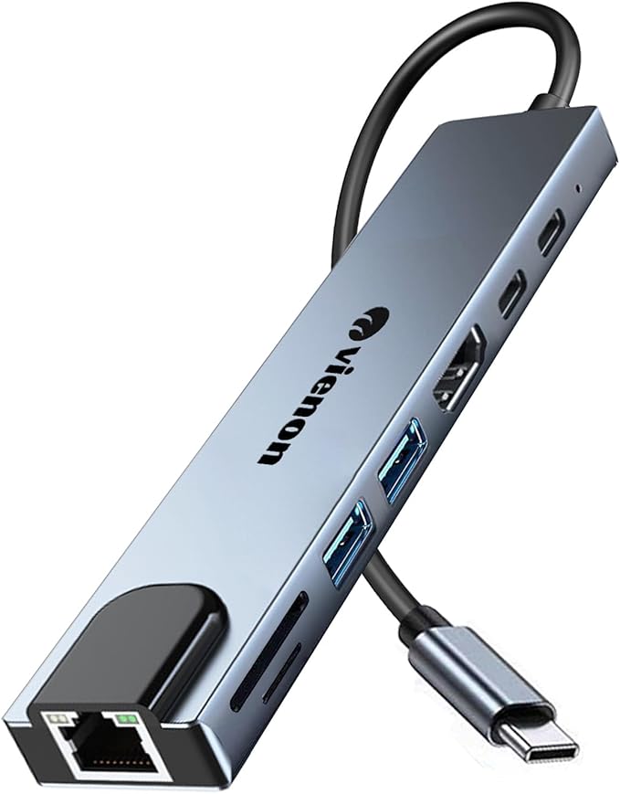 USB C Hub Ethernet HDMI Adapter, 8 in 1 Laptop Docking Station by vienon
