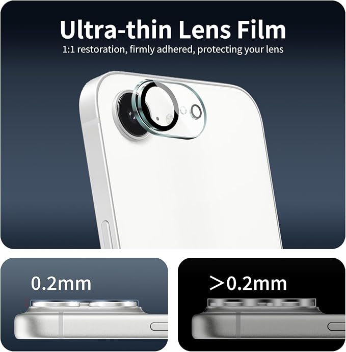 4-Pack Camera Lens Protector for iPhone 17e/16e, 9H Tempered Glass Camera Cover - Image 7