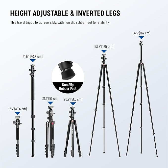 NEEWER Basics 64.5" Horizontal Overhead Tripod - Image 3