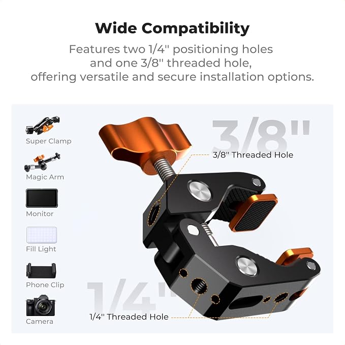K&F CONCEPT Camera Mount Clamp, Super Crab Clamp - Image 3