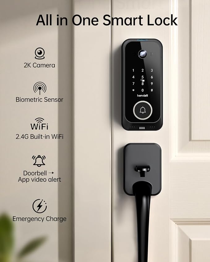Video Smart Lock with Camera: 4-in-1 Ring+2K Camera+Doorbell+Fingerprint - Image 2