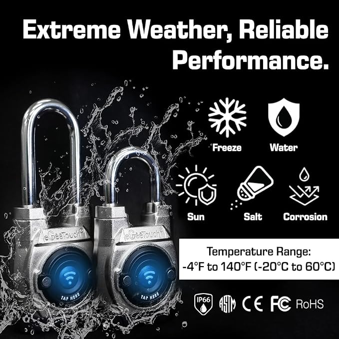 5th GEN Outdoor Smart Padlock – Keyless Bluetooth & NFC Lock, Heavy-Duty - Image 5