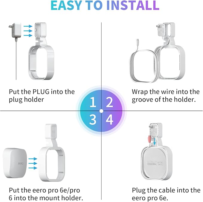 Wall Mount Holder for eero Pro 6e/6 Mesh Wi-Fi System, Outlet Wall Mount Stand - Image 5