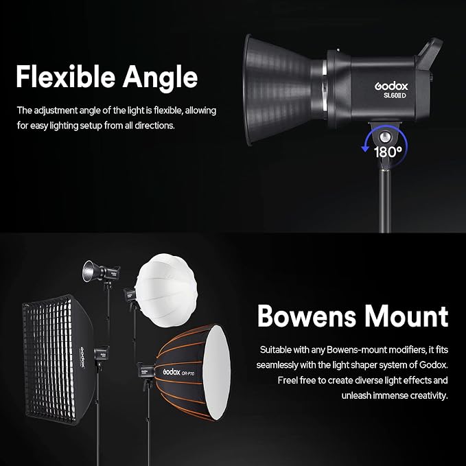 Godox SL60IID LED Video Light, 70W Bowens Mount LED Modeling Lamp, APP Control - Image 8