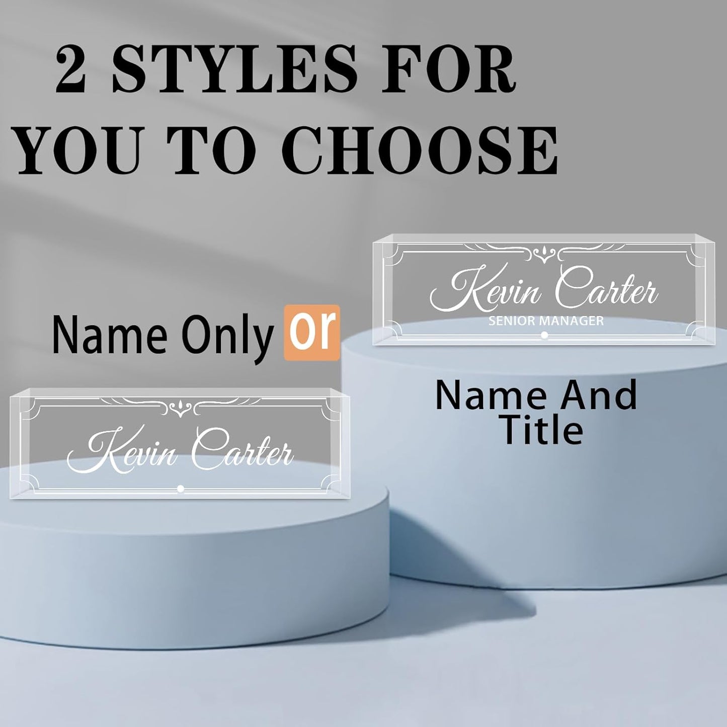 Name Plate for Desk Personalized, Acrylic Desk Decorations, Employee Appreciation Gifts, Custom Office Gifts for Coworkers, Boss, Teacher, Nurse (Engraving 03)