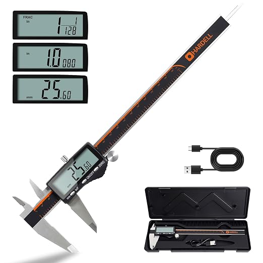 HARDELL Digital Caliper, Rechargeable 0-8 Inch Calipers Measuring Tool by HARDELL