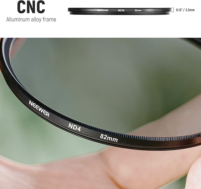 Neewer 82mm ND Lens Filter Kit: ND2 ND4 ND8 ND16, Lens Cleaning Pen, Neutral - Image 5