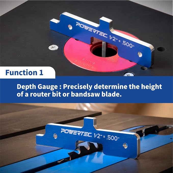 POWERTEC Router Setup Blocks Woodworking 7PC Set, Router Depth Gauge, Aluminum - Image 4