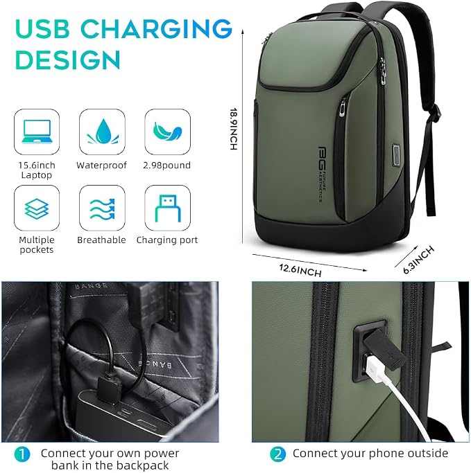 BANGE Business Smart Backpack Waterproof fit 15.6 Inch Laptop Backpack - Image 2