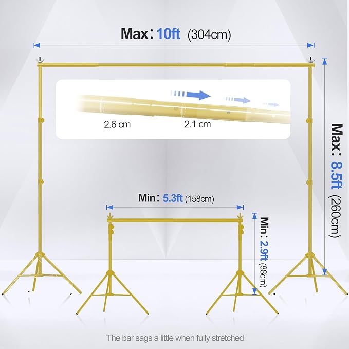 EMART Backdrop Stand 10x8.5ft Photo Studio Adjustable Background Stand Support - Image 2