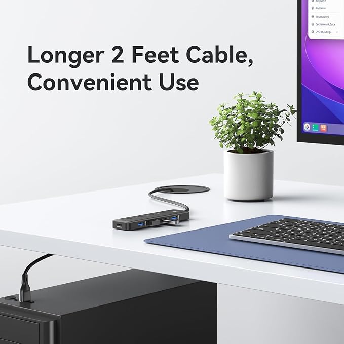 MOKiN USB 3.0 Hub, 5-Port Ultra Slim Data USB Extender - Image 6