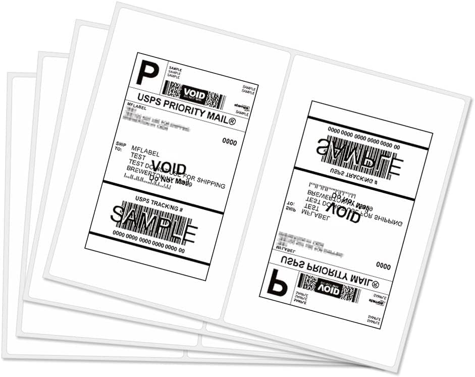 MFLABEL Half Sheet Shipping Labels 2-Pack (1000 Labels) - 8.5"x5.5" Round Corner for Laser/Inkjet Compatible Labels/Free Fragile Stickers