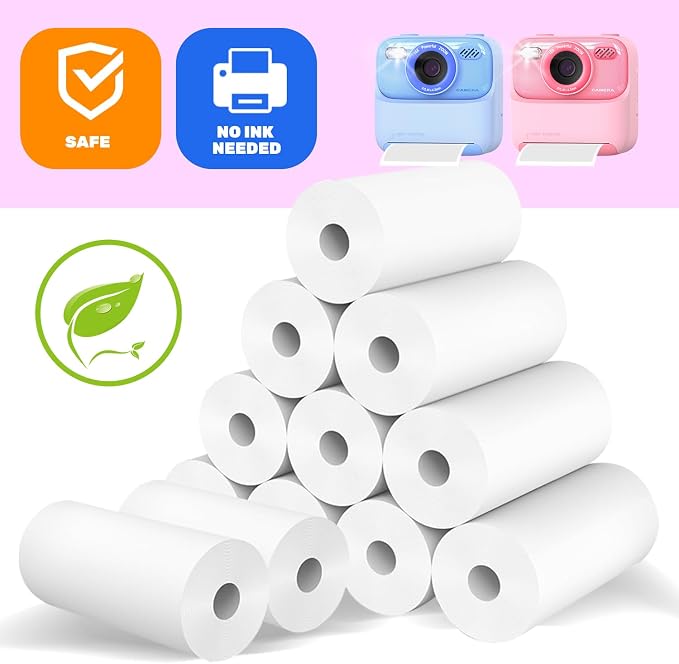 Mgaolo 12 Rolls Kids Instant Camera Print Refill Paper- Photo Printer Thermal - Image 3