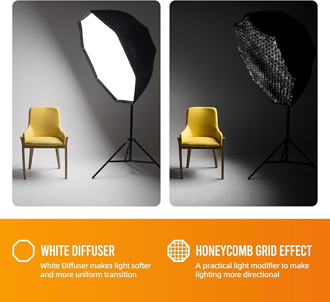 Godox Photo Studio 80cm 31.5in Portable Octagon Umbrella Softbox, 190cm Light - Image 5