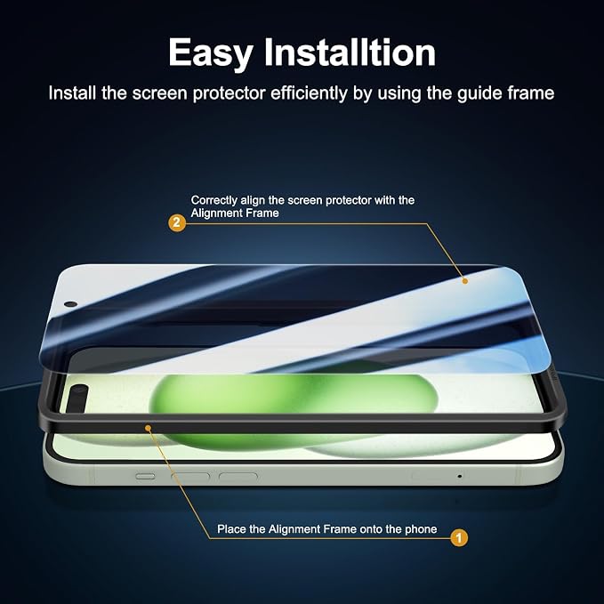 NEW'C 3x Privacy for iPhone 15 Plus Screen Protector+ 3x Camera Lens Protector - Image 3