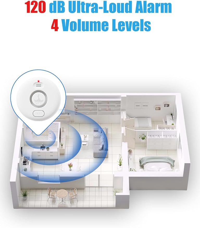 Water Leak Detectors for Home, 120dB Adjustable Water Leak Alarm for WiFi - Image 4