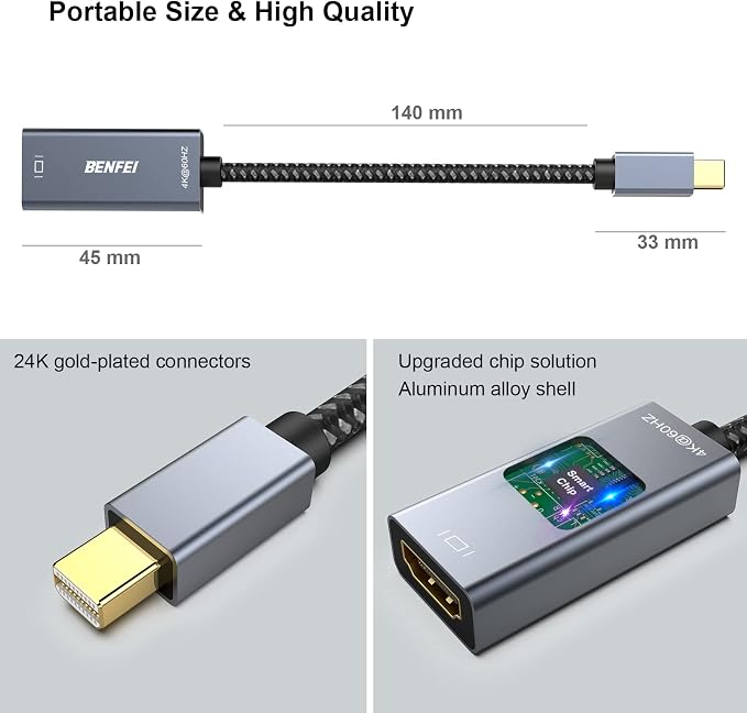 BENFEI Mini DisplayPort to HDMI Adapter 4K@60Hz, Compatible - Image 6