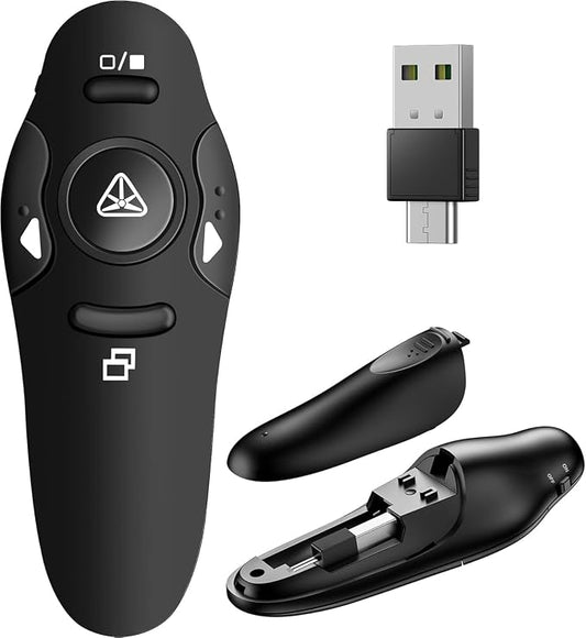 Presentation Remote Clicker, USB A & USB C Wireless Presenter by DinoFire