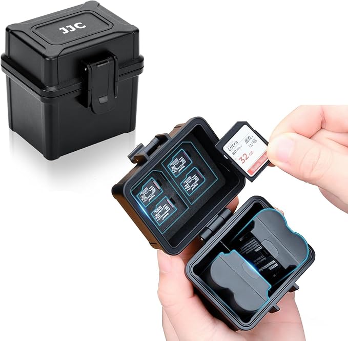 JJC Portable Camera Battery Memory Card Case, Battery Holder Organizer Box by JJC