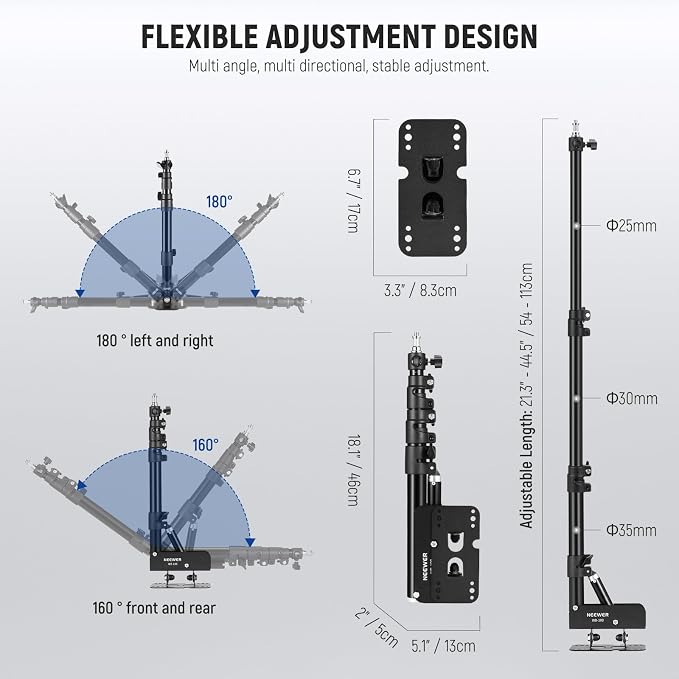 NEEWER Ring Light Wall Mount Boom Arm, Aluminum Alloy, 6.6lb/3kg Capacity - Image 7