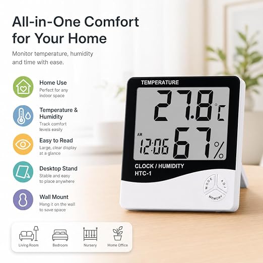 Digital Hygrometer & Thermometer – Indoor Temperature and Humidity Monitor - Image 2