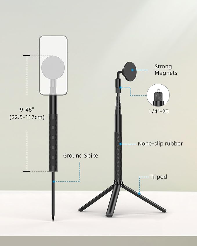 Monopod and Tripod Selfie Stick to Record Golf Swing Training Aid, Magnetic - Image 2
