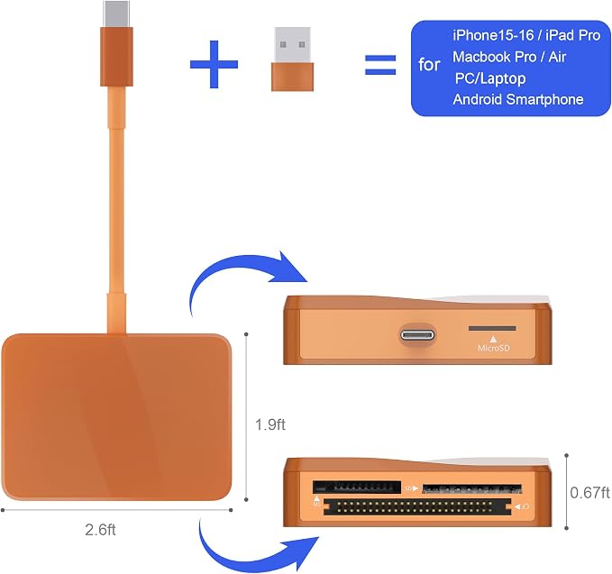 SD Card Reader, 4 in 1 USB C to SD/TF/CF/MS Card Reader - Image 4