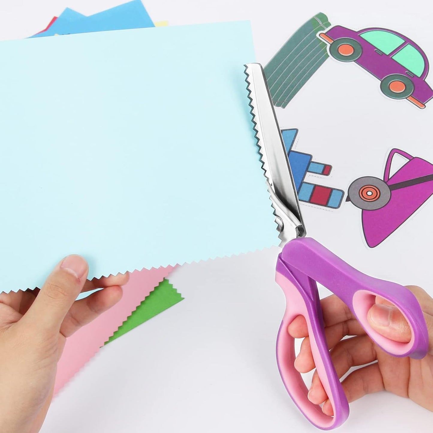 Pinking Shears for Fabric Cutting, Zig Zag Scissors, Scrapbook Scissors Decorative Edge for Adults, Great for Many Kinds of Sewing Fabrics Leather and Craft Paper, Professional Handheld Dressmaking