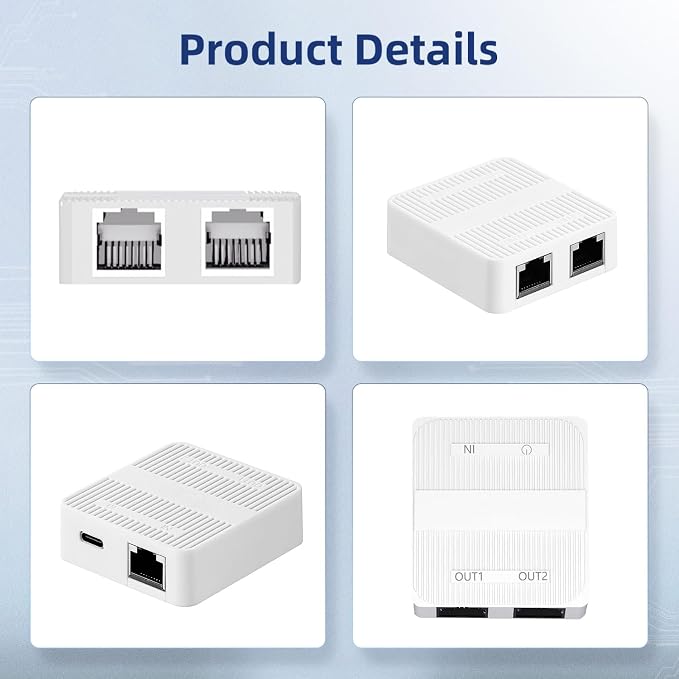 Binardat 1 to 2 Gigabit Network Splitter, 3 Port Gigabit Ethernet Switch - Image 6
