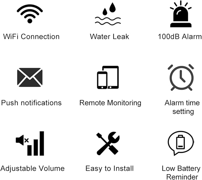 Wi-Fi Water Leak Detector, 100dB Adjustable Audio Alarm Sensor, Sensitive Leak - Image 2