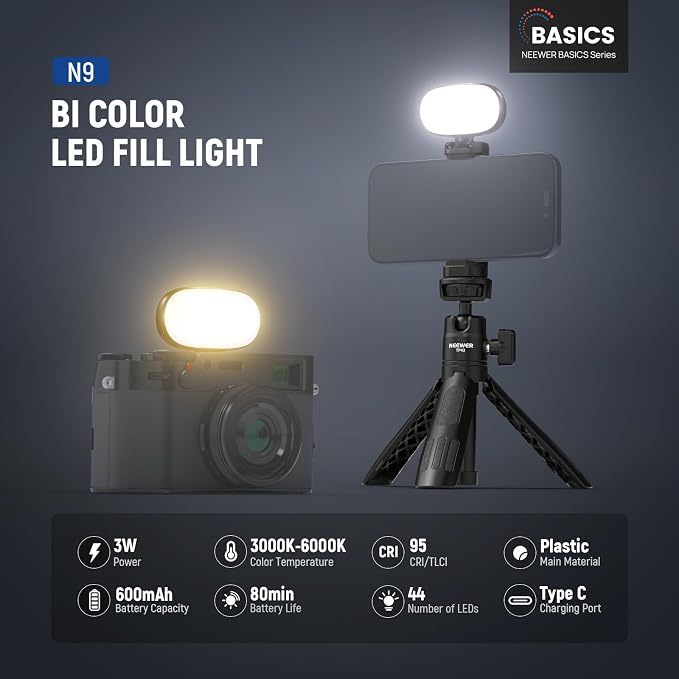 NEEWER Basics Portable Selfie Light, 3W Clip on Phone Small LED Cold Shoe - Image 2