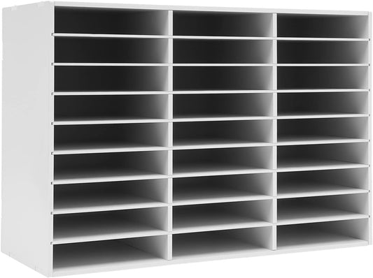 Literature Organizer 27 Slots Compartments Desktop File Sorter Mail Center Paper Storage Cabinet Home & Office Mailbox School Classroom Keepers