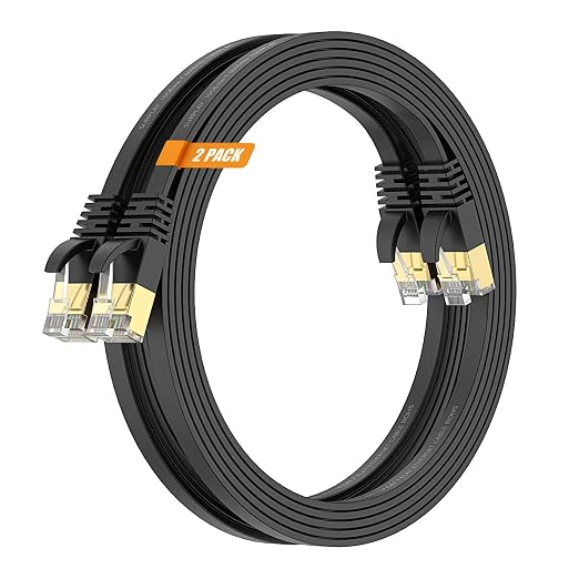 Cat7 6FT Ethernet Cable Flat-Black-10Gbps-600Mhz Ultra Slim High Speed Double - Image 9