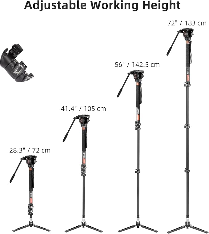 Cayer Monopod Camera Stand, Carbon Fiber Telescopic Monopods Kit - Image 7