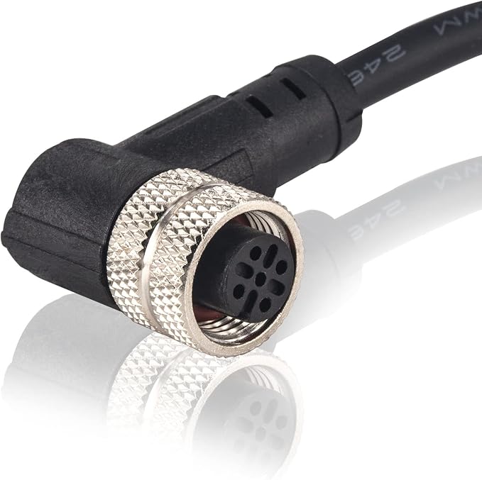 M12 Female 5 Pin Right Angle 6.5Ft/2M Connector Aviation Link Cable - Image 2
