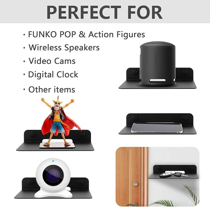 WISDING Small Floating Shelves, Cell Phones, Mesh Router, Toy Display Shelf - Image 4