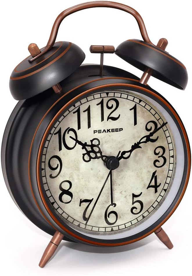 Peakeep Retro 4.5 inches Battery Operated Twin Bell Loud Alarm Clock by PEAKEEP