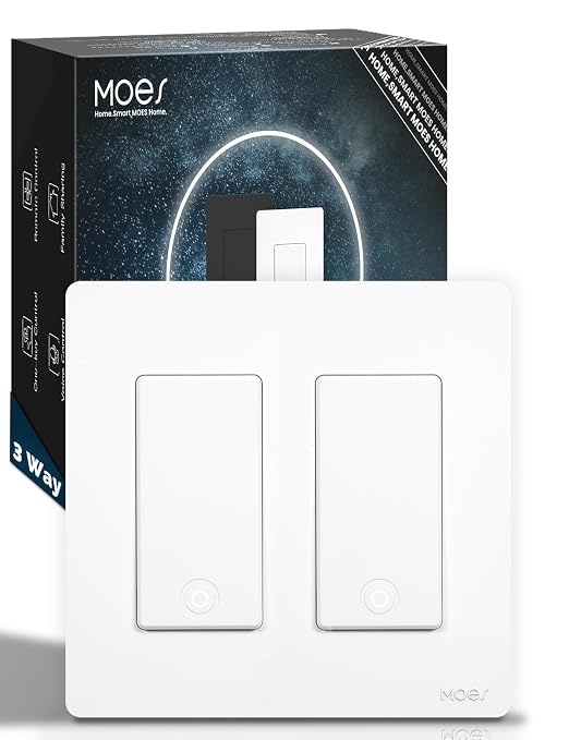 MOES Zigbee 3 Way Double Light Switch, 2 Gang Smart Wall Switches Single Pole by MOES