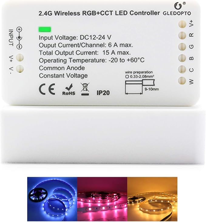 GLEDOPTO ZigBee 3.0 LED Strip Controller RGB+CCT Mix Dimmable Compatible by GLEDOPTO