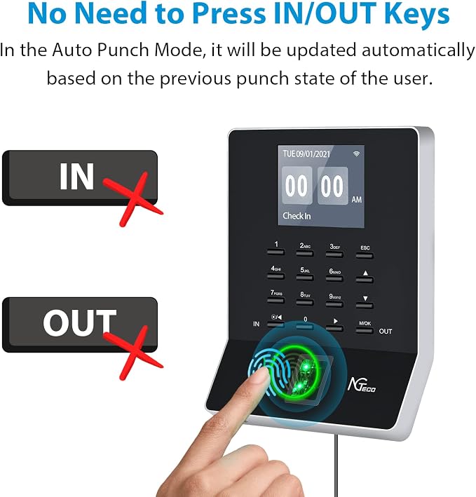 NGTeco APP Time Clock for Small Business, Fingerprint Biometric & PIN Clocking - Image 7