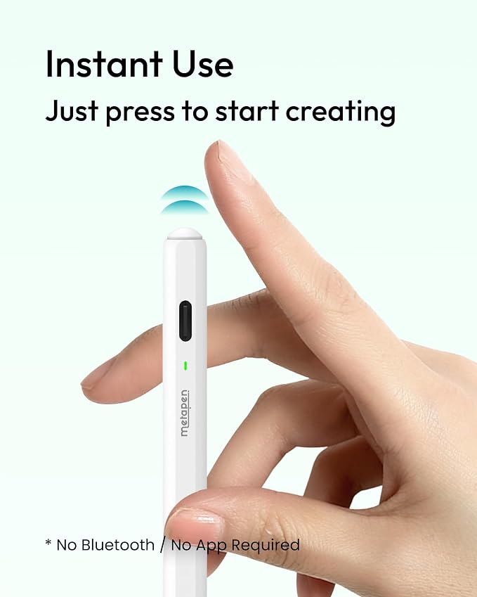 Metapen Pencil Air8 for Apple iPad 2018-2026, 10 Min Faster Charge, Palm - Image 6