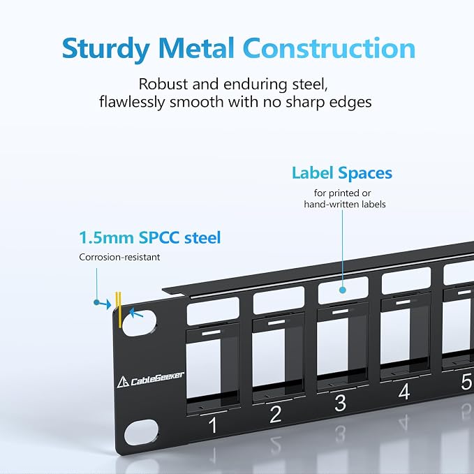 CableGeeker 24 Port Blank Keystone Patch Panel - Image 3
