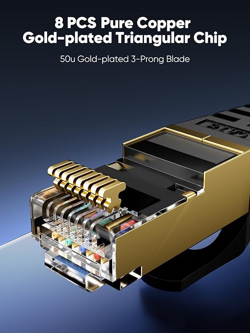 Cat 8 Ethernet Cable 6 FT Flat, High Speed 40Gbps 2000Mhz Braided Internet Cable - Image 4