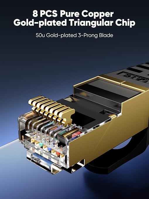 Cat 8 Ethernet Cable 2 FT Flat, High Speed 40Gbps 2000Mhz Braided Internet Cable - Image 4