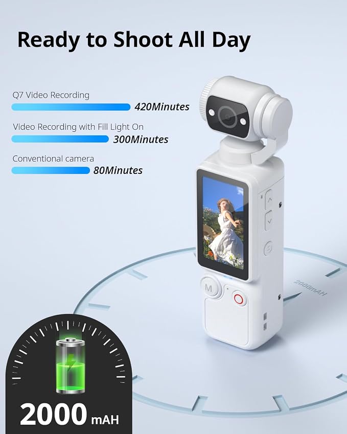 Portable Video Recorder with 180° Rotating Lens, Vlogging Camera, Pocket Body - Image 5