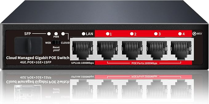 Poe Switch, 5 Port Gigabit PoE+ Switch, Easy Managed Gigabit Ethernet Switch by STEAMEMO