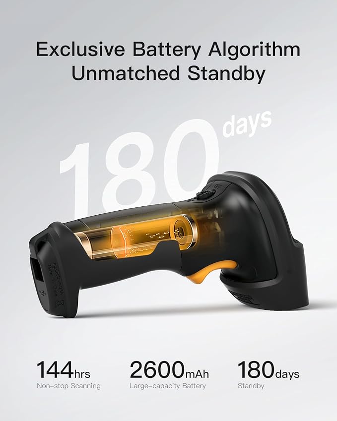Inateck Barcode Scanner, Wireless Scanner, 1 Charge 180 Days Standby, 35M Range - Image 6