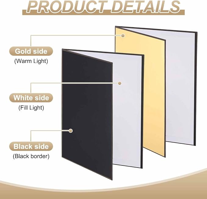 2Pcs 11"x8" Light Reflector 3 in 1 Photography Reflector Cardboards, Foldable & - Image 3